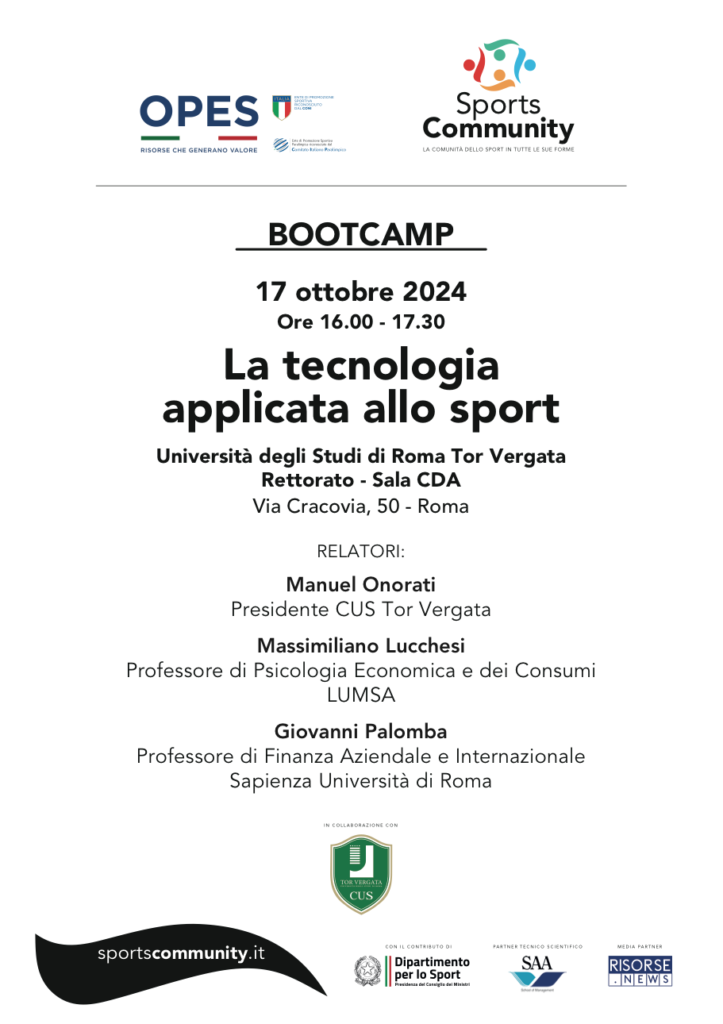 Sports Community, tutte le info sul bootcamp di Tor Vergata