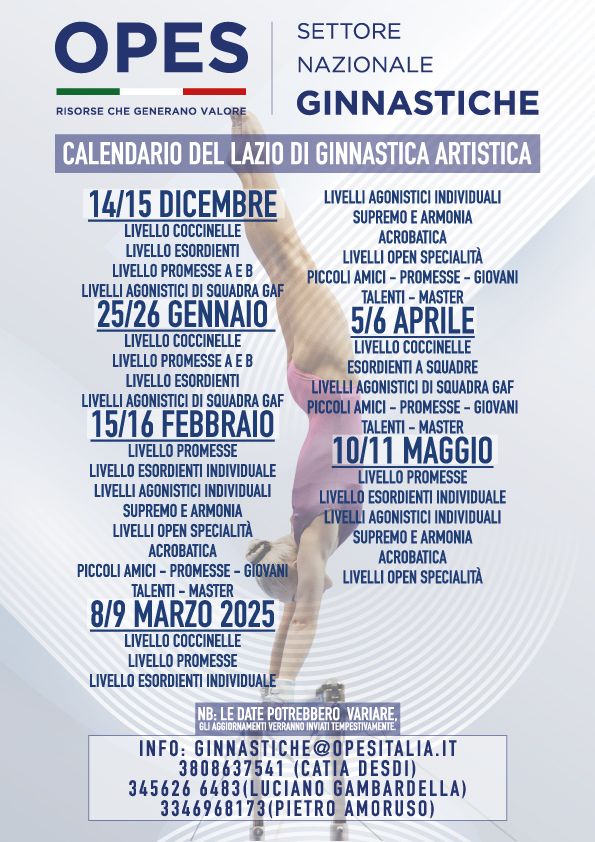 locandina calendario eventi ginnastica artistica nel lazio